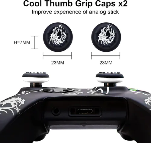 Vista 3 de BRHE - Funda protectora de silicona antideslizante para control Xbox-One juego de accesorios para Microsoft Xbox 1 Gamepad Joystick con 2 tapas