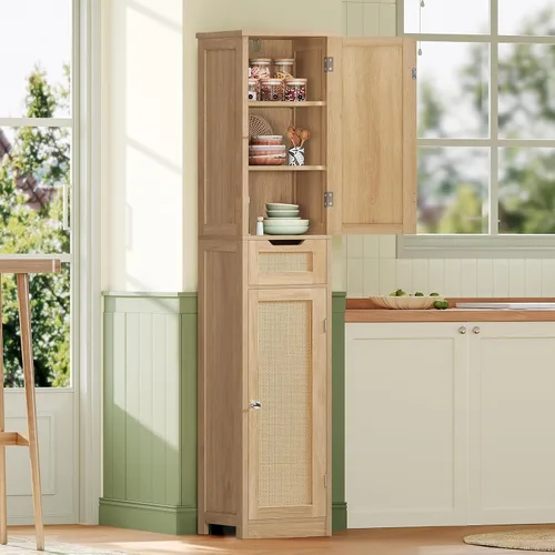 Vista 7 de Iwell 66.9" Tall Bathroom Storage Cabinet with 2 Doors & 1 Drawer