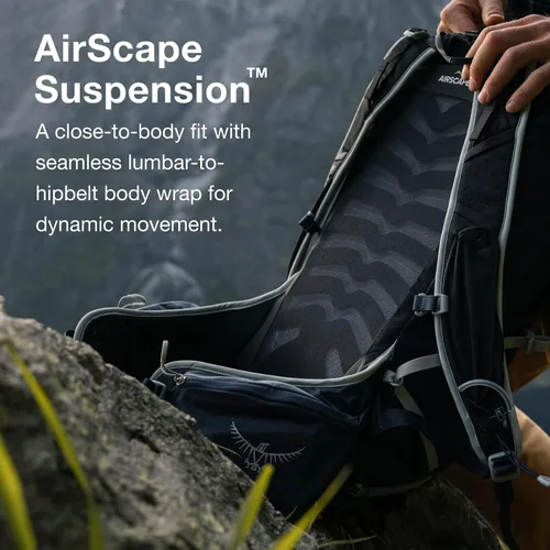 Vista 5 de Osprey Talon 22L Mochila de senderismo para hombre con cinturón de cadera, color azul cerámica, S/M