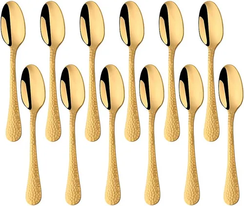 Vista 13 de 12 cuchillos de mantequilla de acero inoxidable con superficie martillada, esparcidores de queso/mantequilla, cuchillos para untar, queso