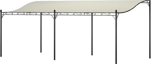 Vista 10 de Outsunny Toldo de pérgola para exteriores de 10' x 16' montado en la pared, color blanco crema