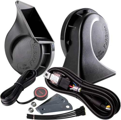 Vista 8 de FARBIN Bocina compacta para motocicleta de 12 V, bocinas de tono Daul súper