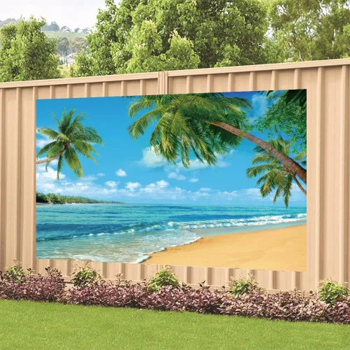 Vista 4 de Fondo de playa Hawaii Ocean Wall Banner de fondo de fotografía junto al mar para el hogar al aire libre, fiesta de cumpleaños, suministros