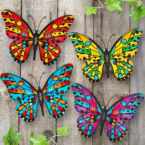 Vista 11 de Decoración de Pared de Mariposa de Metal - Arte Decorativo de Pared para Valla Exterior de 9,6", Decoración Colgante para Jardín y Patio, Sala
