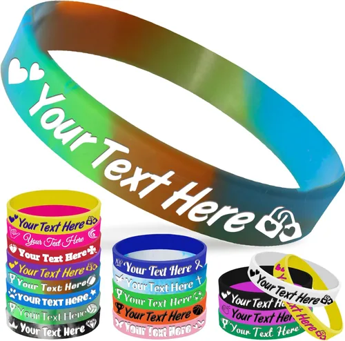 Vista 9 de Pulseras de silicona personalizadas, pulseras de goma personalizadas a granel para eventos, regalos de motivación deportiva, apoyos para hombres