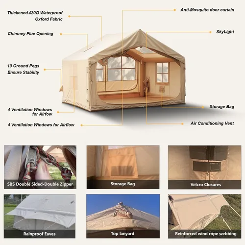 Vista 7 de SENLEETO Tiendas inflables para acampar, gran tienda de camping inflable con bomba manual, tiendas inflables fáciles de montar para 4-6 personas