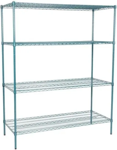 Vista 376 de Kit de 4 estantes de epoxi verde NSF de 21 x 72 pulgadas con postes de 86 pulgadas, estantería de almacenamiento resistente, kit de estantería