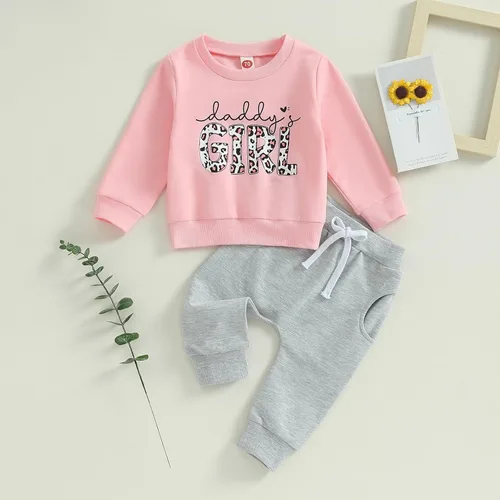 Vista 2 de Conjunto de sudadera con letras de leopardo para recién nacido, ropa de otoño e invierno