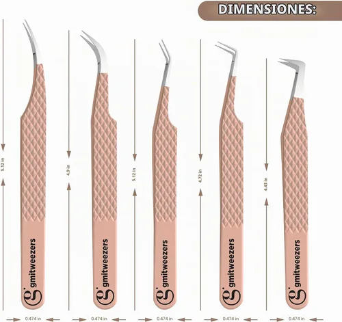 Vista 2 de GMI - Pinzas de pestañas con punta de fibra para extensiones de pestañas, pinzas de precisión antideslizantes para racimos de pestañas, abanicos