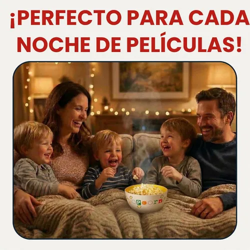 Vista 2 de Popcorn Fun Time Bowl – Tazón de plástico para palomitas de maíz de 6 cuartos con impresión colorida – Plato de aperitivos de noche de cine