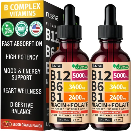 Vista 11 de NUSAVA Vitamina B12 5000mcg con gotas líquidas B6 y B1, cereza negra