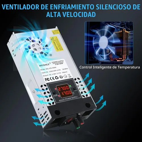 Vista 4 de Actualización ajustable (0-30V 0-17A) 500W DC Fuente de alimentación conmutada AC-DC Transformador con botones ajustablesSistema de sensor