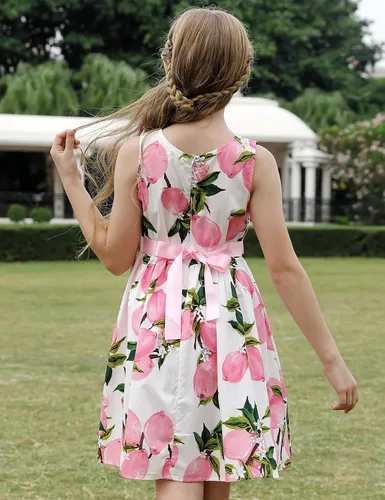 Vista 3 de Vestido de verano para niña, de algodón, con diseño floral