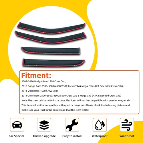 Vista 51 de Protectores de lluvia compatibles con Chevy/GMC C/K Extended Cab 1988