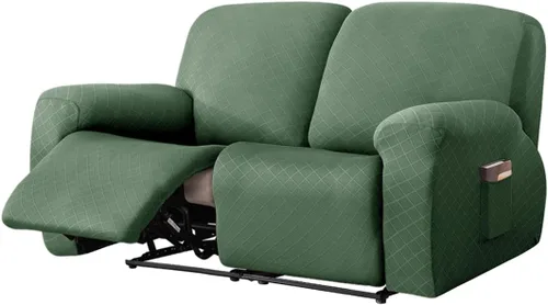 Vista 35 de vctops Funda reclinable con diamantes de 4 piezas, funda elástica para sofá reclinable de 1 plaza, protector suave y sólido para muebles con correa