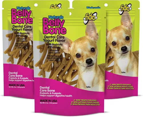 Vista 11 de Fido Belly Bones para perros, 13 golosinas dentales para perros pequeños con sabor a yogur (hechas en Estados Unidos) – 13 golosinas para perros