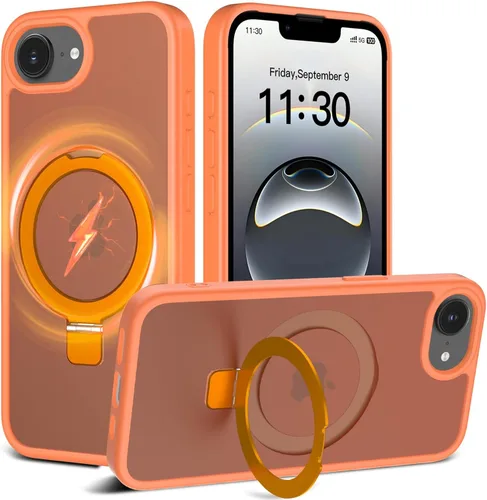 Vista 25 de Funda con soporte ultra magnético para iPhone 15 Pro [protección militar contra caídas] [compatible con MagSafe] a prueba de golpes, translúcida