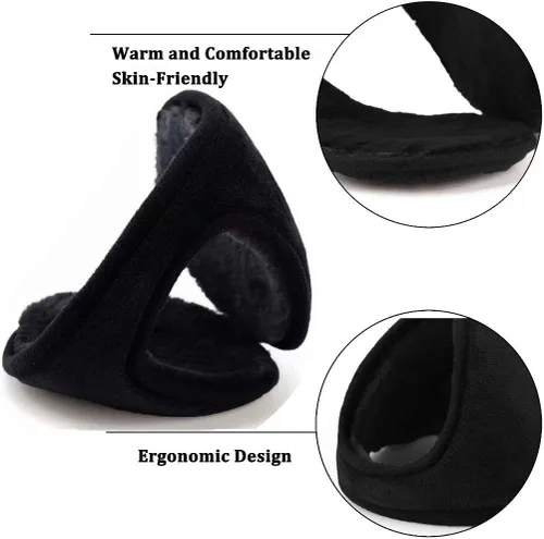 Vista 6 de HIG Orejeras unisex clásicas de forro polar, accesorio de invierno, orejeras al aire libre