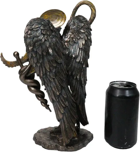 Vista 6 de Ebros - Estatua grande de San Rafael de San Rafael, Arcángel que sostiene sanación, 13 pulgadas de alto, católico, cristiano, ortodoxo, santos