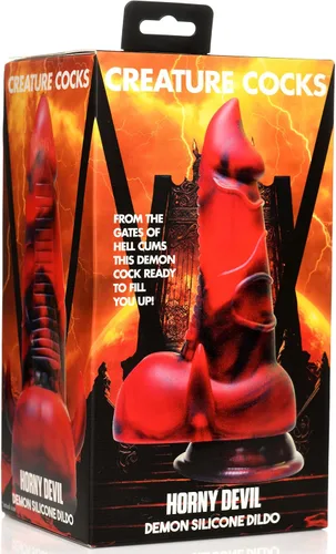 Vista 6 de CREATURE COCKS Consolador de silicona Horned Dragon para hombres, mujeres y parejas. Firme y flexible, base de succión fuerte, consolador