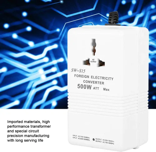 Vista 4 de Convertidor de voltaje transformador elevador 110 V a 220 V adaptador de viaje con enchufe universal para secador de pelo y pequeños