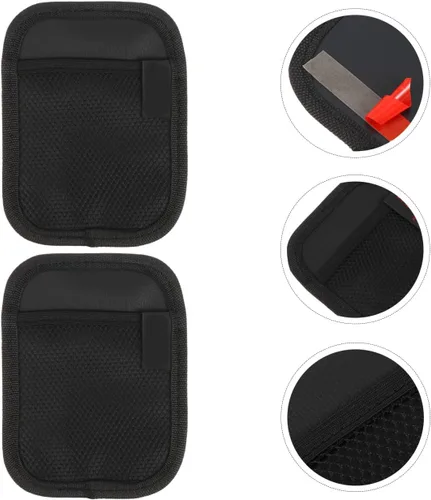 Vista 4 de Bolsa de almacenamiento para teléfono móvil para automóvil, 2 unidades, piel sintética, organizador de automóvil, bolsillo de red para asiento