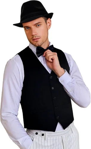 Vista 8 de Sombrero unisex clásico de Manhattan-Gangster-Fedora-Sombrero Trilby de ala corta, para mujeres y hombres, de fieltro de lana, con banda (S/M)