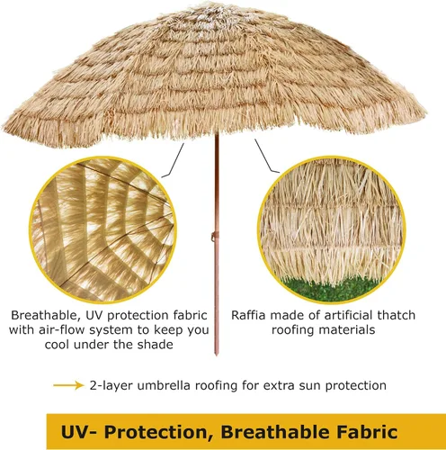 Vista 3 de FOREVER BAMBOO Tiki Thatch - Sombrilla de playa y patio – Palapa estilo hawaiano con protección UV
