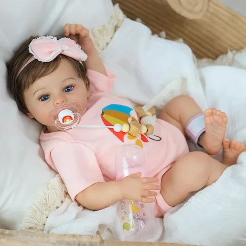 Vista 2 de SCOM Muñecas realistas de bebé Reborn – Meadow - Muñecas realistas de 18 pulgadas para niña recién nacida, cuerpo de tela, extremidades de vinilo