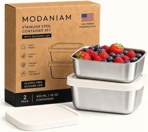 Vista 16 de Lonchera de acero inoxidable a prueba de fugas de 27 onzas, contenedores de almuerzo de acero inoxidable, caja Bento, recipientes de metal para Negro