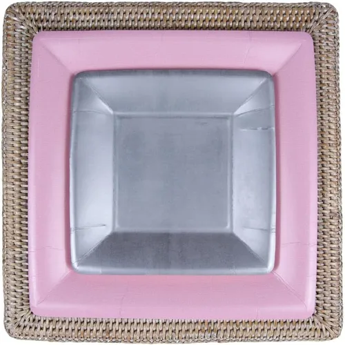 Vista 6 de Entertaining with Caspari - Platos llanos cuadrados de grogrén (paquete de 8), color rosa claro