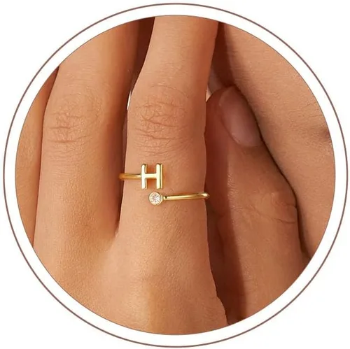 Vista 15 de Anillos Turandoss para Mujeres y Niñas - Delicados anillos ajustables chapados en oro de 14K sin decoloración para mujeres y adolescentes, anillos