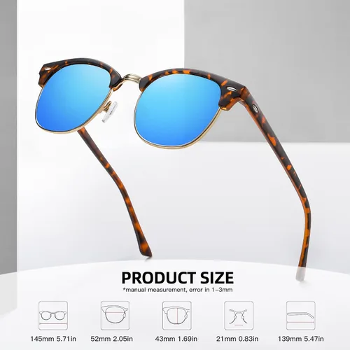 Vista 4 de MEETSUN Retro Semi Rimless Polarized Sunglasses for Men Women Classic Trendy Driving Sun Glasses UV Protection