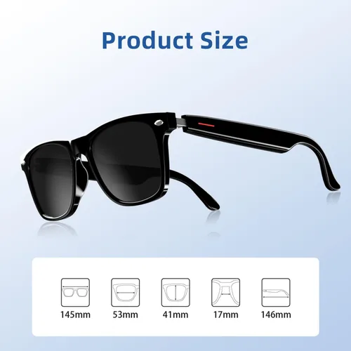 Vista 5 de Lentes inteligentes para hombres y mujeres, lentes de sol inteligentes con audio con lentes polarizadas, lentes de sol Bluetooth, llamadas manos