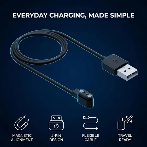 Vista 4 de Compatible con cargador de reloj inteligente Da Fit, cable de cargador USB de repuesto de 3.3 pies, cable de carga para reloj inteligente