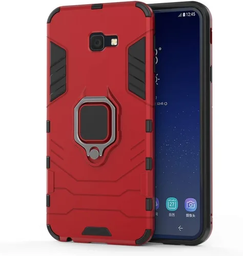 Vista 6 de Funda compatible con Galaxy J4+ (2018), soporte de anillo de metal a prueba de golpes (funciona con soporte magnético para automóvil), funda