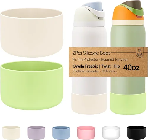 Vista 52 de WK IEASON 2 fundas de silicona para botella de agua Owala, base protectora para botella de agua Owala FreeSip Twist y Flip Flask accesorios para 3D