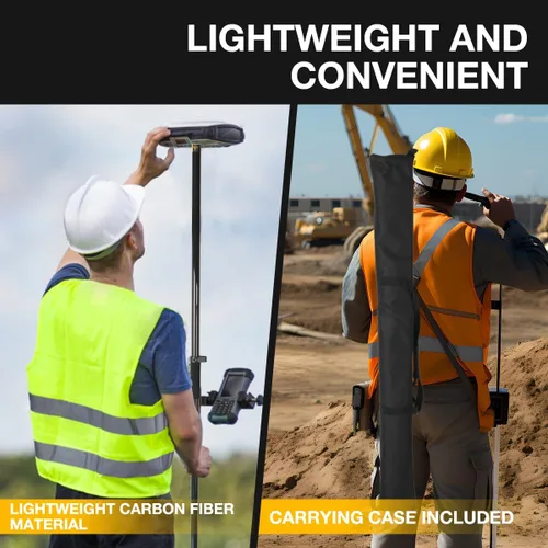 Vista 6 de Varilla de fibra de carbono de 2M de 2 secciones, vara GPS Rover de 6.5 pies/2M de 2 secciones de diseño para topografía e ingeniería – Accesorio