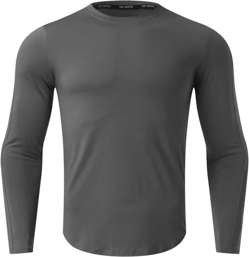 Vista 73 de Camisas de compresión atléticas de manga larga para hombre, capa base, camisa de entrenamiento atlético, camisas de compresión, camisetas deportivas