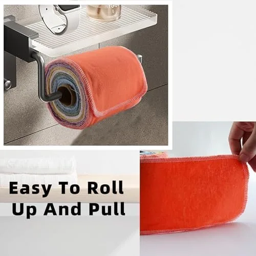 Vista 5 de Papel higiénico reutilizable – Toallas de bidé reutilizables de algodón, rollo de toallas absorbentes lavables y sin papel, 64 toallitas lavables