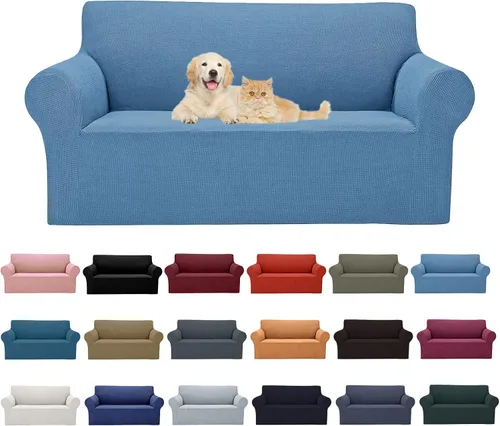 Vista 56 de Cupuamon Funda elástica para sofá de 1 plaza, funda protectora de muebles con parte inferior elástica de tela jacquard a cuadros pequeños para Beige