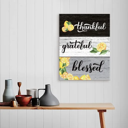 Vista 4 de LISTNGBO Decoración de pared Thankful Grateful Blesed, arte de pared de Limón bendecido agradecido