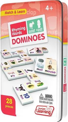 Vista 6 de Junior Learning Juegos educativos de acción de dominó de palabras rimantes, multicolor, modelo: JL490