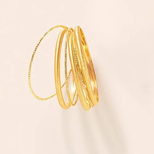 Vista 8 de Ross-Simons Italian 18kt Gold Over Sterling Silver Jewelry Set 7 Bangle Bracelets