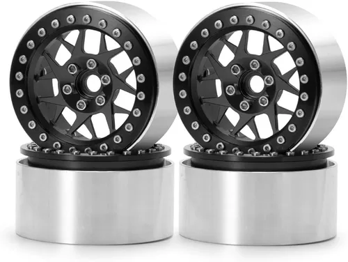 Vista 9 de 4X 2.2 Pulgadas de Llantas Beadlock de Aleación con Bujes para Oruga RC 1/10 Wraith D90 de 35mm de Ancho#7 plateado