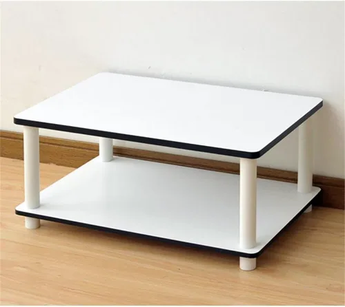 Vista 4 de Furinno 11172 Mesa de centro Just de 2 niveles sin herramientas, color blanco con tubo blanco