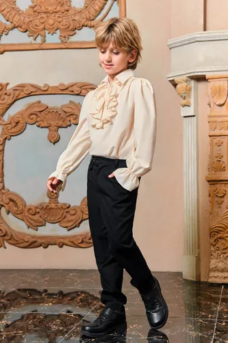 Vista 3 de Bbalizko Camisa de vampiro pirata con volantes, medieval, renacentista, con cordones, para niños, gótica, victoriana, disfraz de Halloween