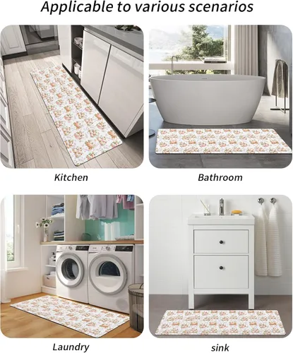 Vista 6 de Tapete de baño de Acción de Gracias, antideslizante, de secado rápido y absorbente, tierra de diatomeas, fregadero, dormitorio, cocina, lavable