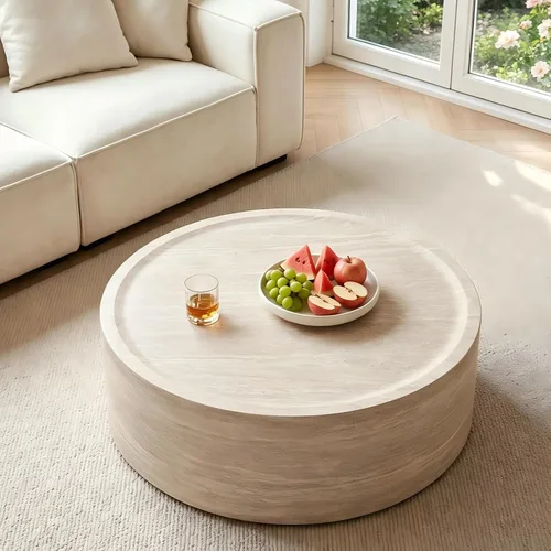Vista 16 de Mesa de centro redonda de 39 pulgadas, patrón de imitación de mármol para sala de estar, pequeñas y modernas mesas de café bajas de piedra, centro