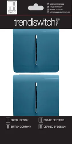 Vista 2 de Trendi - Interruptor de luz táctil de 2 vías artístico moderno brillante de 10 amperios con interruptor de luz táctil azul océano (paquete de 2)